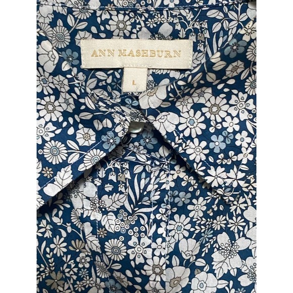 ANN MASHBURN Blue Floral Button Down Shirt - Picture 3 of 9